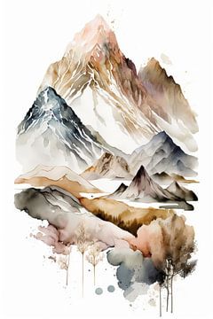 Schilderij Misty Mountain Range van Blikvanger Schilderijen