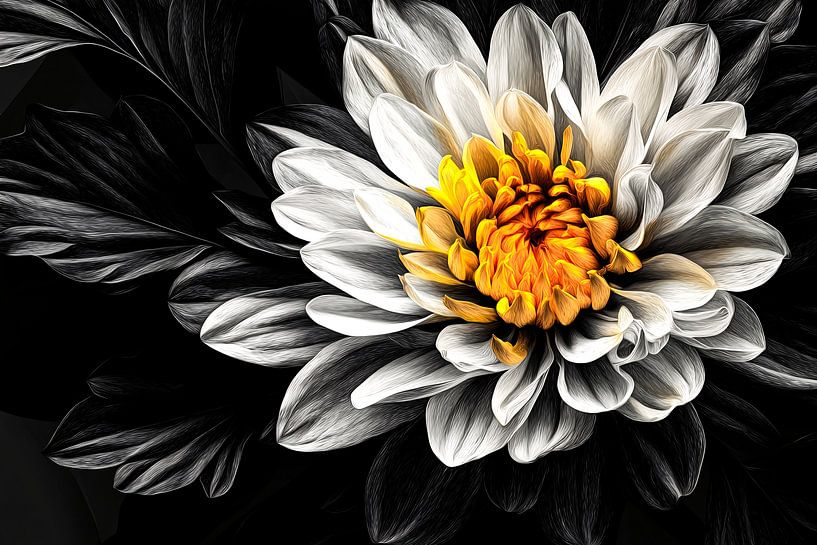 &quot;Fleur numérique avec noyau jaune&amp;quot ; par Art & Soul Creations