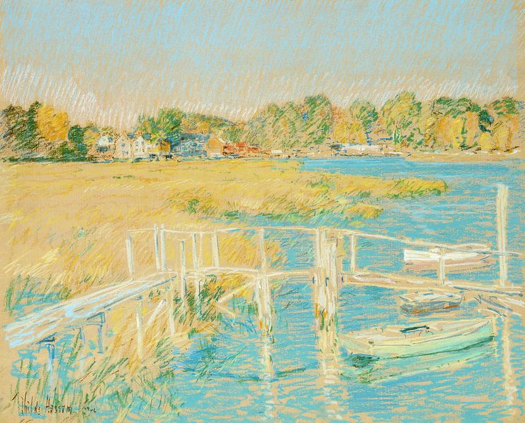 Childe Hassam,De rivier op, laat in de middag, oktober van finemasterpiece