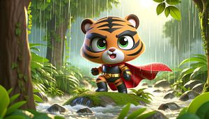 Mutiger Tiger im tropischen Regenwaldschutz