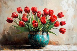 Red tulip vase by Poster Art Shop