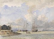 Maas voor Rotterdam, met een Amerikaans en Zweeds schip, Willem Anthonie van Deventer van Meesterlijcke Meesters thumbnail