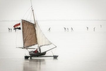 Ice sailing near Monnickendam by Frans Lemmens