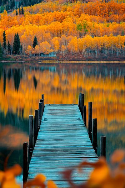 Autumn landscape on the lakeshore by Poster Art Shop