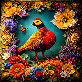 Vogel tussen de bloemen