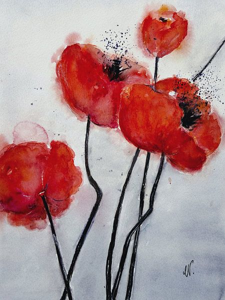 Poppy Schilderij - Red Poppy van Christine Nöhmeier