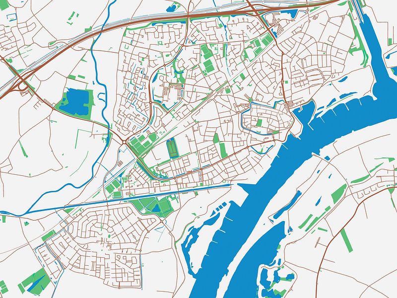 Map of Tiel in the style Urban Ivory by De Kaartenwinkel