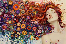 Digitaal abstract schilderachtig portret vrouw