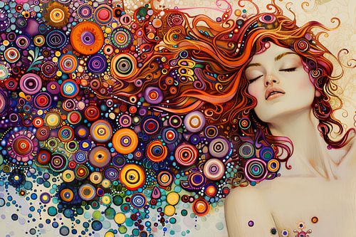 Digitaal abstract schilderachtig portret vrouw