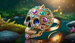 Totenkopf Ring mit Diamanten