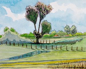 Französische Wiese | Aquarellmalerei Hangemaakt