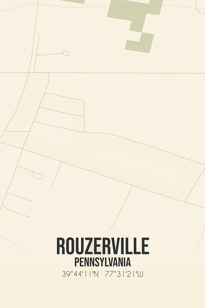 Alte Karte von Rouzerville (Pennsylvania), USA. von Ortsdrucke