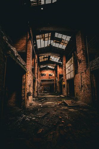 Industrial light in an old factory