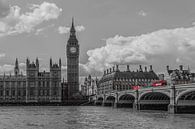 Londen foto - Skyline met rode bussen - 2 van Tux Photography thumbnail