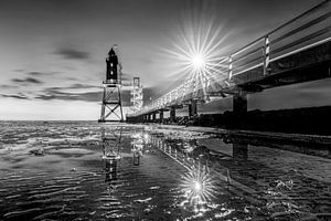 Nordsee Leuchtturm schwarz-weiß