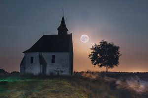 3 in einer Reihe - Kapelle - Mond - Baum | Farbe