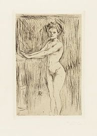 Vrouwelijk model warmt haar handen op, EDVARD MUNCH, 1896 van Atelier Liesjes
