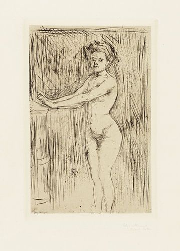 Vrouwelijk model warmt haar handen op, EDVARD MUNCH, 1896