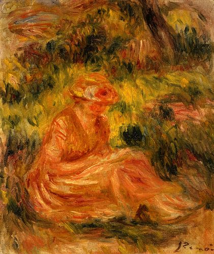 Jonge vrouw in een landschap, Pierre-Auguste Renoir