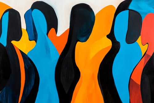 Artistieke silhouetten in kleuren