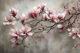 Roze Magnolia Tak -  Romantische Bloesem van Joriali Fine Art