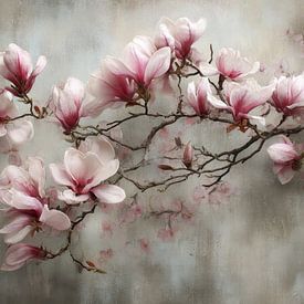 Pink Magnolia Branch - Romantic Blossom by Joriali Fine Art