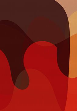 Vintage Abstractie in warm rood, bruin, geel van Dina Dankers