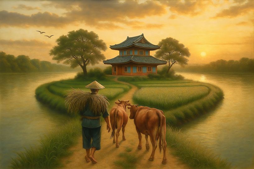 Maison de l'île au coucher du soleil par INGO