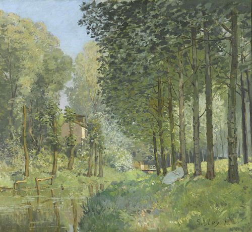 Rust langs de beek. De rand van het bos, Alfred Sisley...