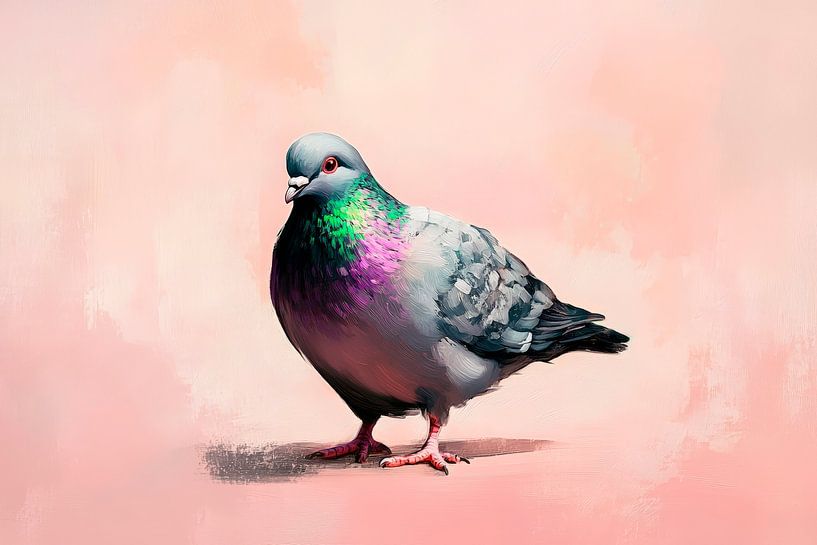 Colourful dove against a pastel background by Poster Art Shop