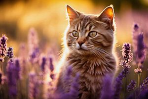 Kat in lavendel van ARTemberaubend