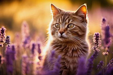 Katze im Lavendel von ARTemberaubend