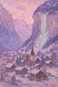 Lavendelhimmel über Lauterbrunnen - Der Wasserfall in der Abenddämmerung