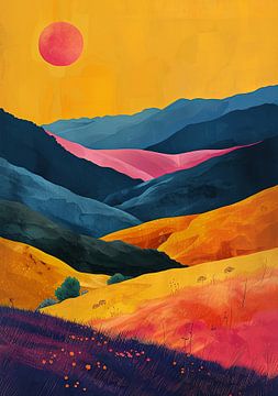 Mond Landschaft Natur Berge Expressionismus No 1 von Niklas Maximilian