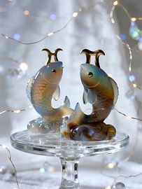 Pisces zodiac sign as glass sculptures by A.D. Digital ART