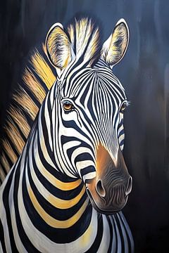 Zebra portret van PixelPrestige