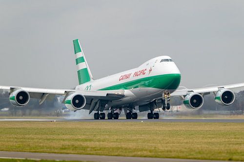 Cathay Pacific Boeing 747-8 with 80-year- "retro" 's livery on the Polderbaan runway. by Arthur Bruinen