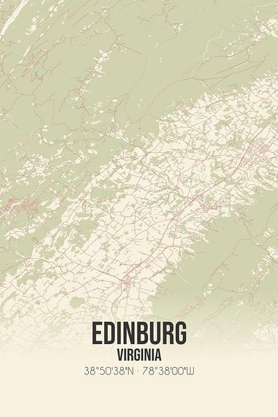 Vintage map of Edinburg (Virginia), USA. by Prints of Place
