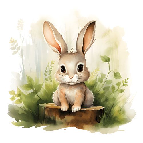 Aquarel - Schattig konijntje