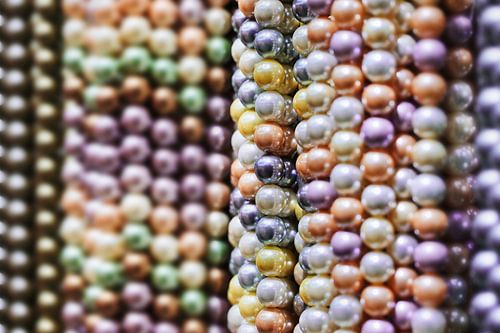 close-up of strings with stylish soft-tone beads