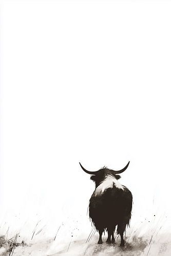 Scottish Highlander between snow and calm