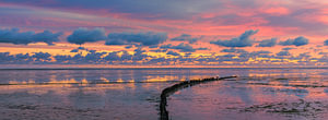 Panorama und Sonnenaufgang über dem Wattenmeer