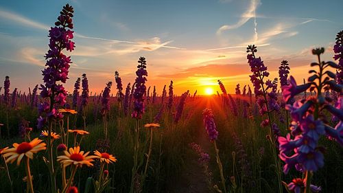 Golden hour in the flower meadow