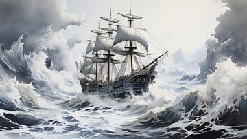 drawing of a sailing ship by Gelissen Artworks