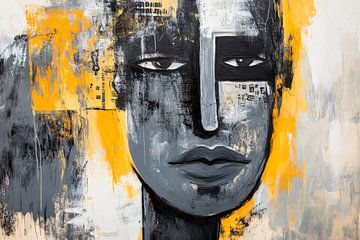 Face in contrast - black and yellow by Poster Art Shop