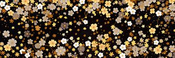 Gold flowers on black by Whale & Sons