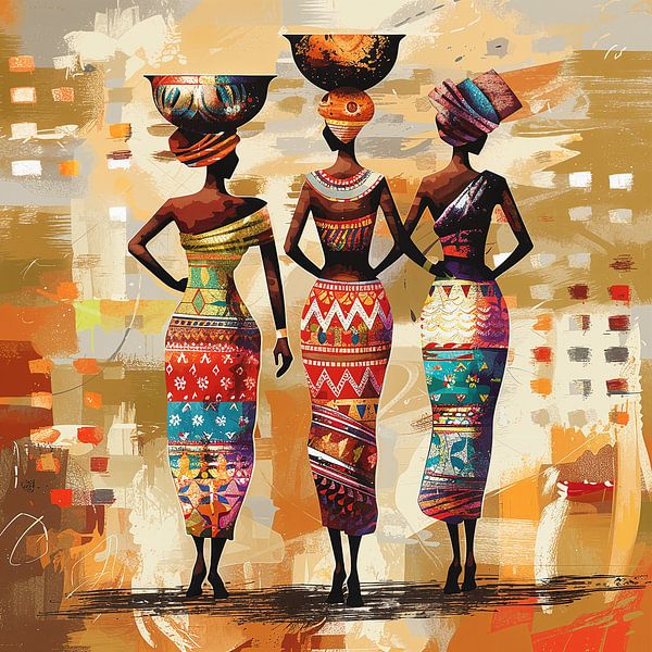 Afrikanische Anmut – Frauen in traditionellen Gewändern von Poster Art Shop