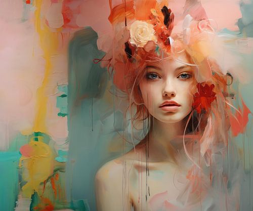 Kleurrijk portret, abstract gecombineerd met realisme