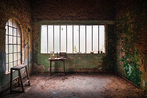 Backsteinzimmer in einer stillgelegten Töpferei.
