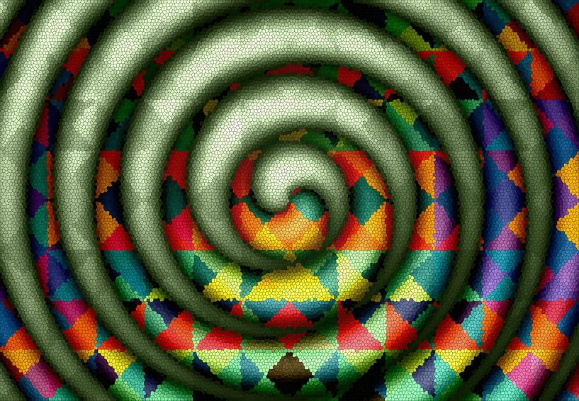 Mosaïque en spirale avec du vert par Marion Tenbergen